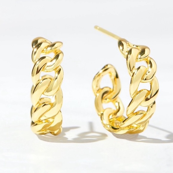 Anthropologie Jewelry - Gold Chain Hoop Earrings